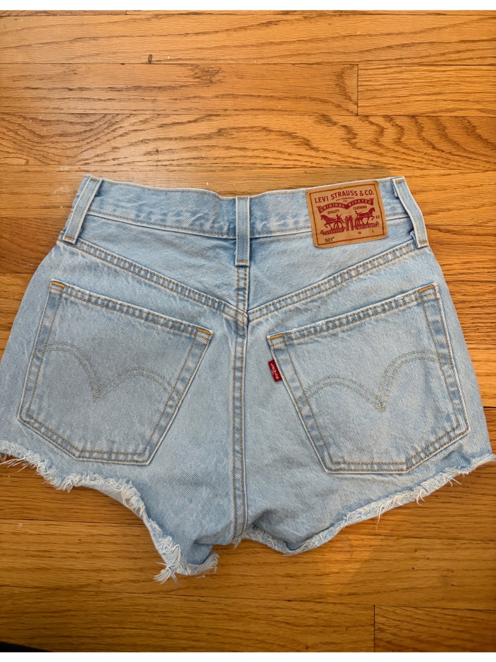 Levi's 501 Light Blue High-Waisted Cut-Off Denim Shorts